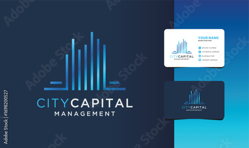 city capital management logo with business card design.