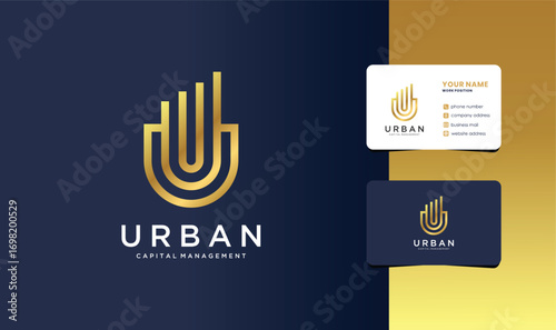 urban capital management logo with business card design.