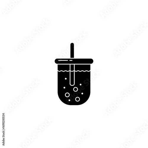 Icon Boba Drink in Silhouette Style Vector Illustration Isolated Design