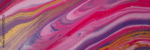 Abstract fluid art featuring swirling pink purple and gold paint creates a dynamic and vibrant texture suitable for backgrounds wallpapers and creative design projects