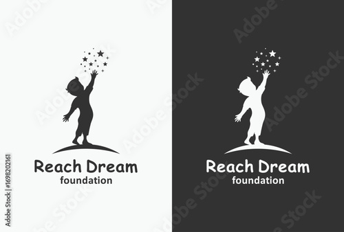 reach dream logo design with child and star element.