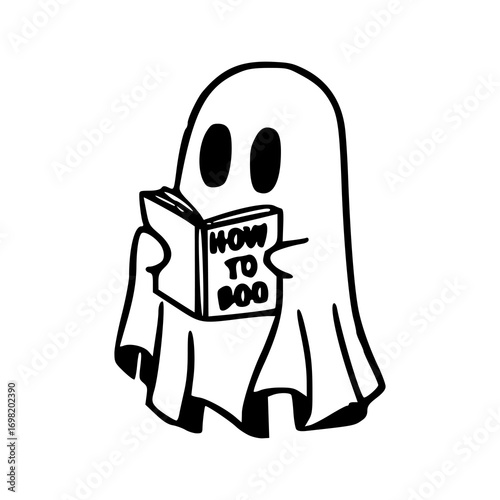cute ghost reading " how to boo"