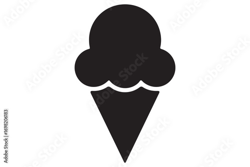 Ice cream cone silhouette icon in black isolated on white background illustration

