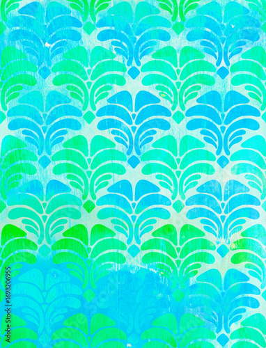 Scratched and distressed vintage,  art nouveau collage Wallpaper Background