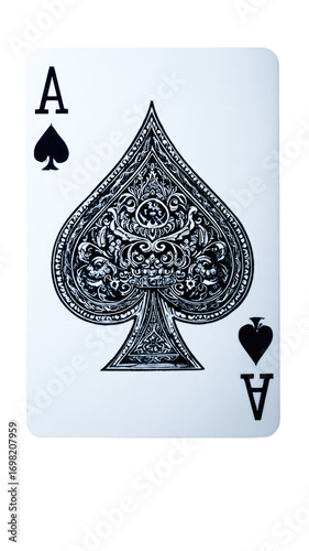 Ace of Spades playing card.  Detailed, ornate spade symbol