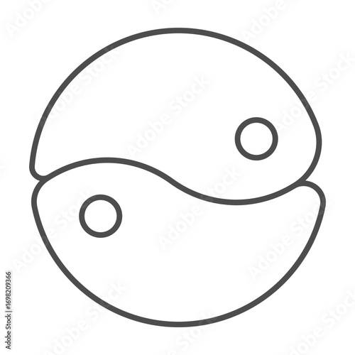 Yin yang thin line icon, mystic symbols concept. Vector graphics. Energy exchange and balance, therapy sign on white background, outline style icon for mobile or web design.