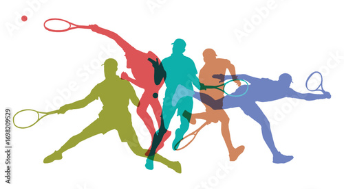 Tennis sport graphic with player in action
