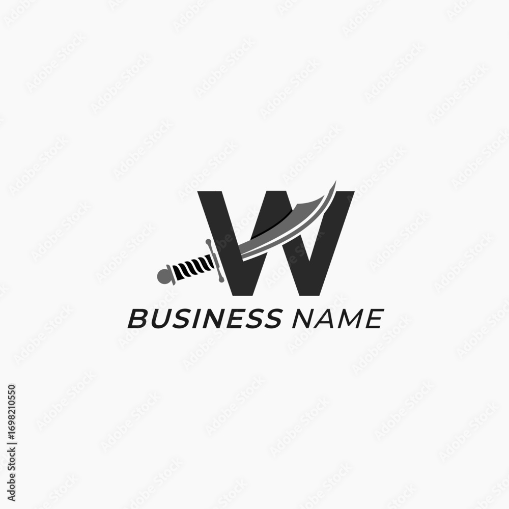 Fototapeta premium design logo creative letter W and sword