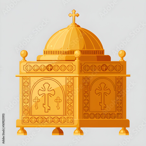 Golden Tabernacle with Dome and Crosses