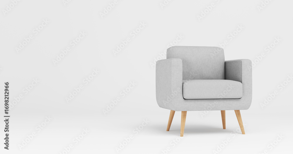 Obraz premium Stylish fabric armchair with wooden base