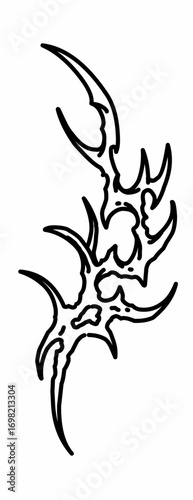 Abstract tribal shape vector in dark gothic style, ideal for tattoos, stickers, print, or elements artwork.