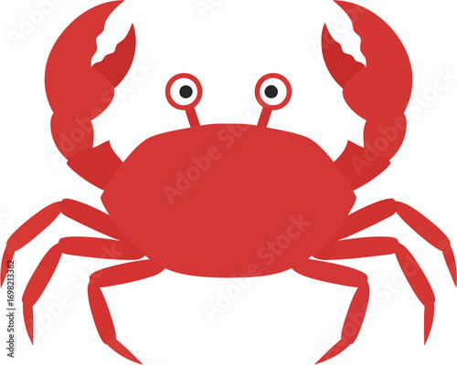 Minimalist Flat Style Red Crab Character Animal Cute Graphic Illustration