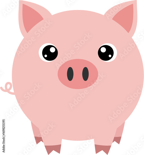 Minimalist Flat Cute Pig Character Icon Design Element Illustration