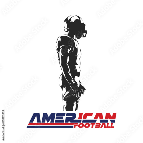 American football player vector illustration, sport athletes football silhouette design