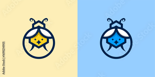Bug logo on dual-toned background