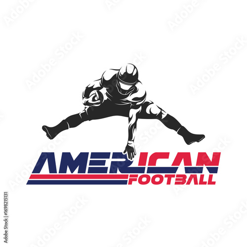 American football player vector illustration, sport athletes football silhouette design