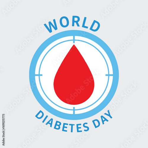 World diabetes day red blood drop emblem with circle and text vector