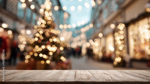 Fototapeta Naklejka Na Ścianę i Meble -  Christmas background with blurry Christmas city 