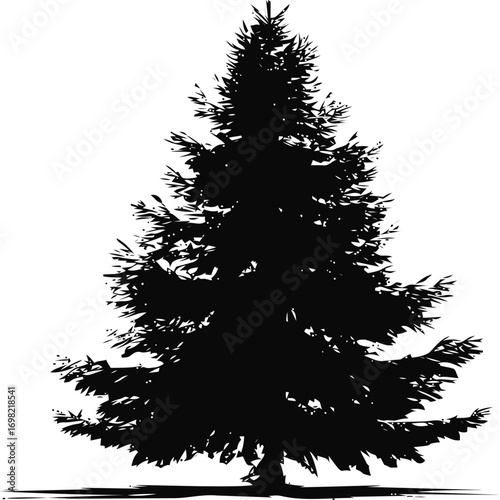 Pine vector hand drawn line art in nature, pine tree silhouette in style — stock vector