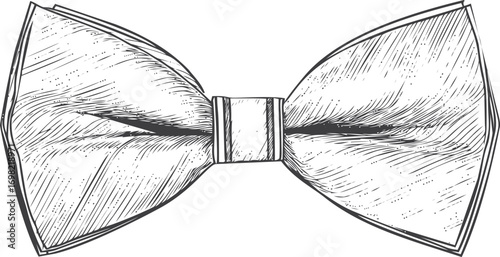 Fashion vector sketch hand drawn line art in isolated, bow tie in vintage engraving style — stock vector