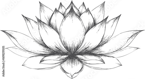 Lotus vector sketch hand drawn line art in nature, lotus flower, elegant botanical — stock vector