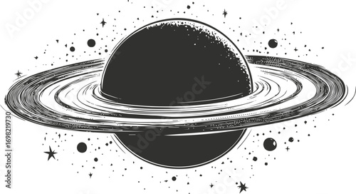 Saturn vector sketch hand drawn line art on icon, saturn planet with rings in vintage — stock vector