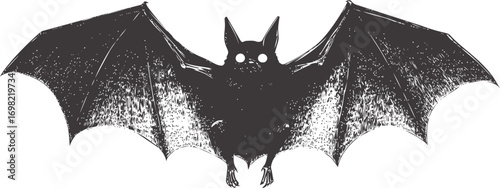 Bat vector sketch hand drawn in nature, bat with open wings in vintage — stock vector
