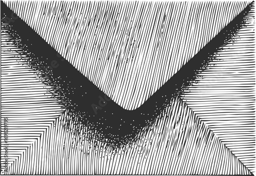 Stationery vector sketch hand drawn line art on pattern, vintage envelope engraving style — stock vector
