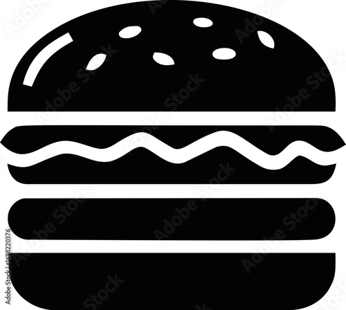 Burger vector hand drawn line art in restaurant, burger icon minimalist black for web — stock vector