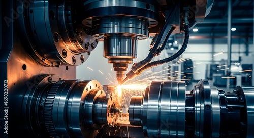 Precision Metal Machining with Advanced Industrial Equipment in Manufacturing Facility