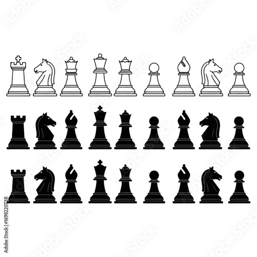 Chess Pieces Black and White.