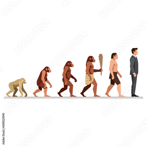 Illustration of Human Evolution to Modern Businessman.