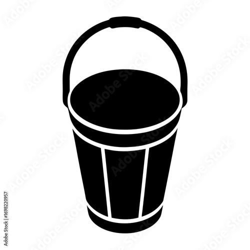 wooden bucket glyph icon,