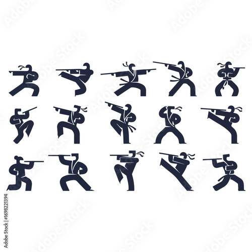 Ninja warriors in action poses, ready for combat and stealth.