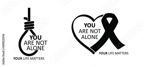 World suicide prevention week or day. Yellow ribbon for supporting people. 113 alarm number concept. You are not alone. Your life matters.World suicide prevention week or day. Yellow ribbon for suppor