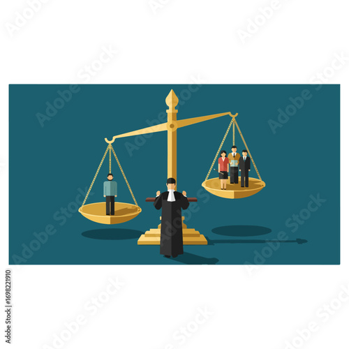 Justice Scales Balancing Individual and Group.