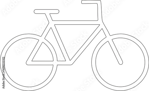 Simple line drawing of a bicycle with a seat handlebars frame and two wheels vector isolated on a white background.
