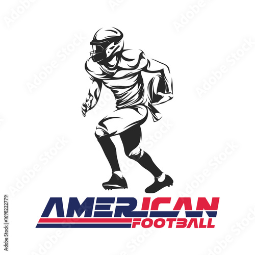 American football player vector illustration, sport athletes football silhouette design