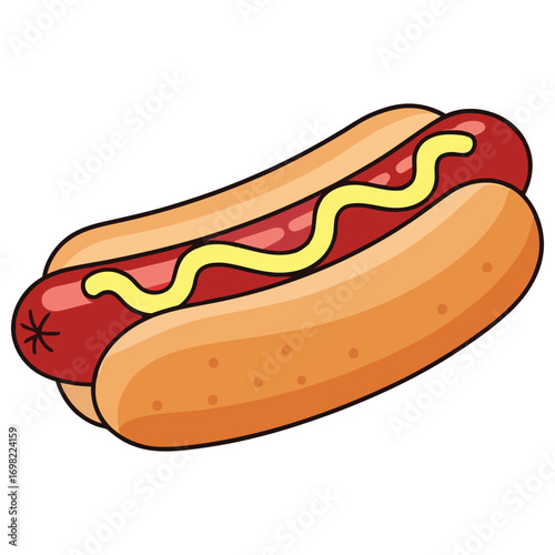 Stylized hot dog illustration isolated on white background