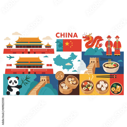 China Travel Icons and Symbols Collection.