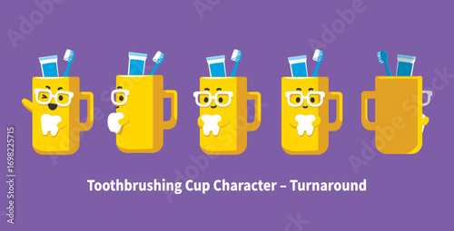 Cute Toothbrushing Cup Character Turnaround