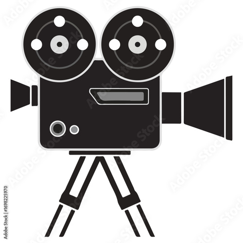 Vintage Film Camera on Tripod.