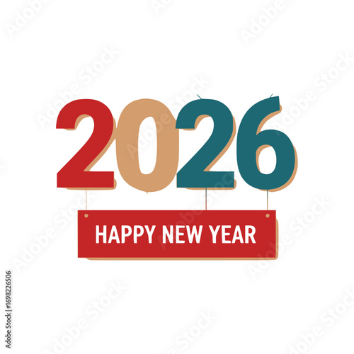 Happy new year 2 0 2 6 vector illustration