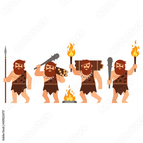 Cavemen with Weapons and Fire.