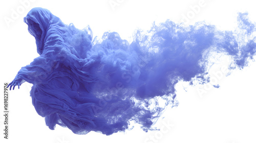 Realistic spectral ghost with smoky edges, isolated on white background