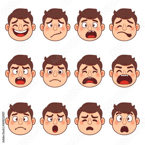 Expressive Faces: A collection of various facial expressions, offering a vibrant depiction of human emotions and sentiments, creating visual communication.