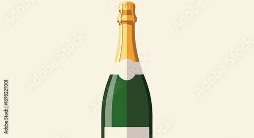 Elegant Champagne Bottle Celebration Toast Symbol Flat Graphic