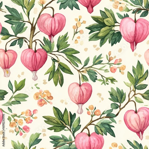 Watercolor Bleeding Heart Flower Pattern Adds A Delicate Touch To Any Design