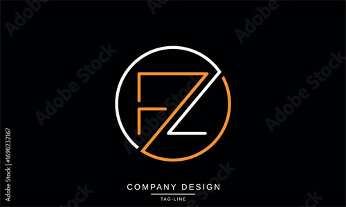 FZ, ZF, F, Z Abstract Letters Logo Monogram design Font Icon Vector
