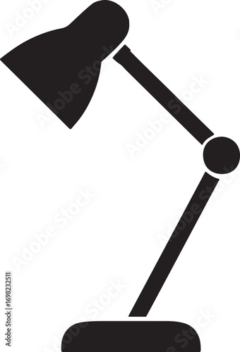 Desk lamp silhouette vector illustration for home, office, and study room lighting designs.